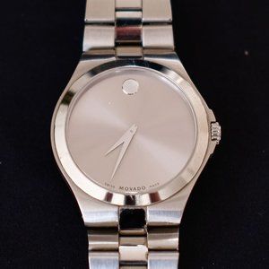 Minimalist Movado Serio Sapphire Crystal Stainless Steel Wristwatch